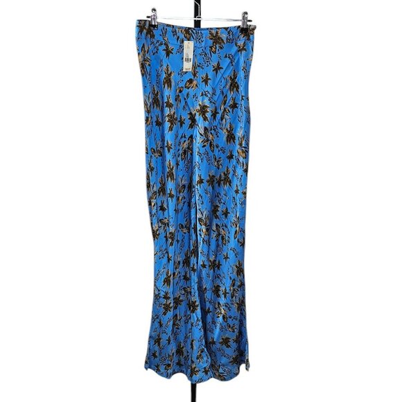 Anthropologie KIVARI Paola Textured Pants Size 6 Blue Wide Leg High Rise NWT - Picture 2 of 10